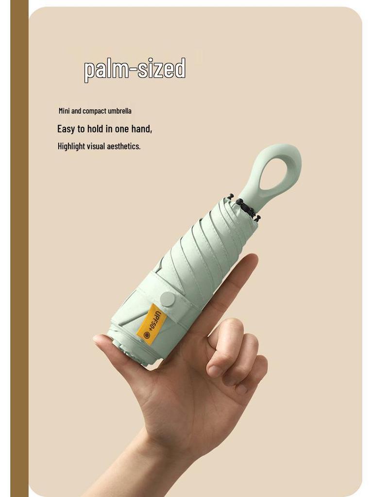 New Macaron Color Five-Fold Ultra-Light Sun Protection Compact Mini Umbrella with Buckle Handle