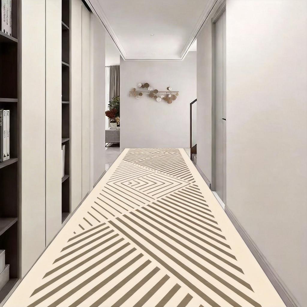 Modern Simple Long Corridor Carpet Runner Geometric Easy Clean Decoration Aisle Rug Non-slip Washable Stair Hallway Floor Mat