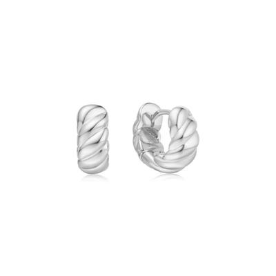 ANIA HAIE Small Bold Textured Hoop 925 Silver Ring Earrings E063-06H