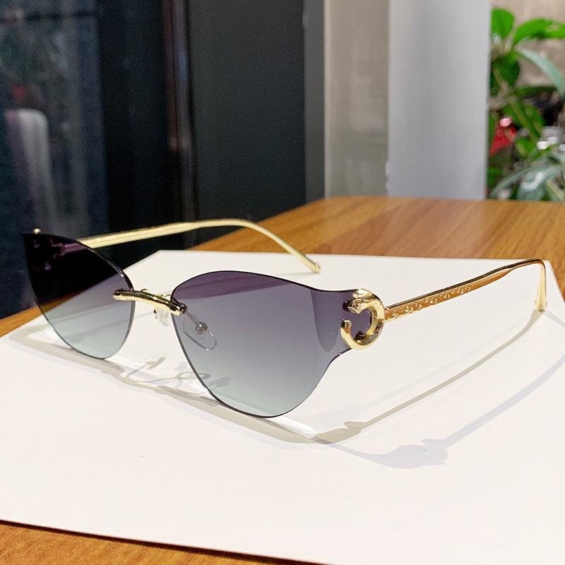 Luxury Brand Fashion Sexy Cat Eye Sunglasses Rimless Women Men Designer Sun Glasses Gradient Shades Uv400 Oculo Eyewear