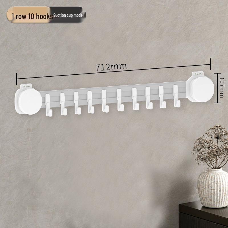 Strong Suction Mop Holder: No-Drill, Traceless, Wall Mount Clip for Kitchen or Bathroom with Widened, Movable, Load-Bearing Hook.