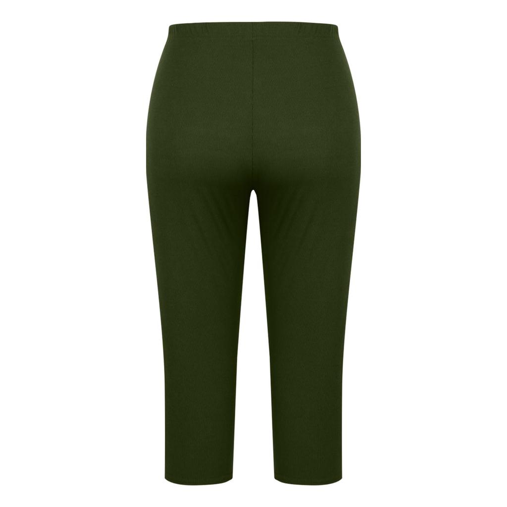 Damen Übergröße Lässige Yoga Capri-Leggings mit elastischem Bund Bequeme Dehnbare Sportliche Hosen für den Alltag