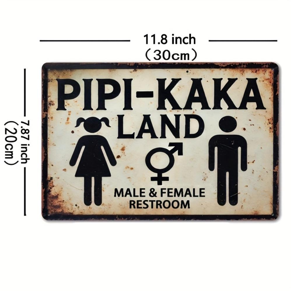 

Pipi-Kaka Land Retro Iron Restroom Sign: Playful 2D Flat Wall Art –Gender-Neutral Decor for Cafés, Bars & Studios 20x30cm