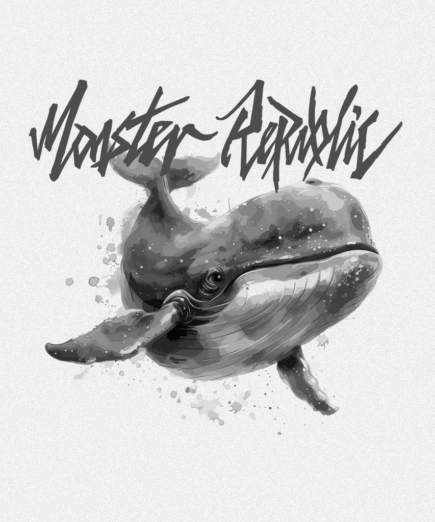 MONSTER REPUBLIC Whale Degray T-Shirt White