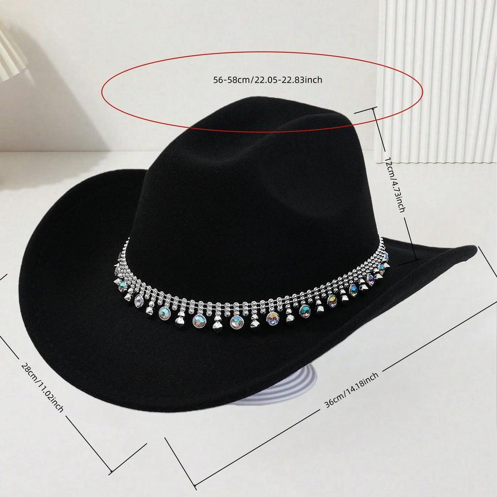 Hot-selling men's and women's colored diamond western cowboy top hat outing party holiday casual jazz hat
