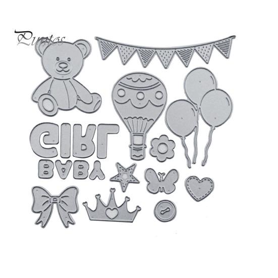 

Медведь баннер воздушный шар детские штампы DIY скрапбук бумажные карты декор трафарет серебряный