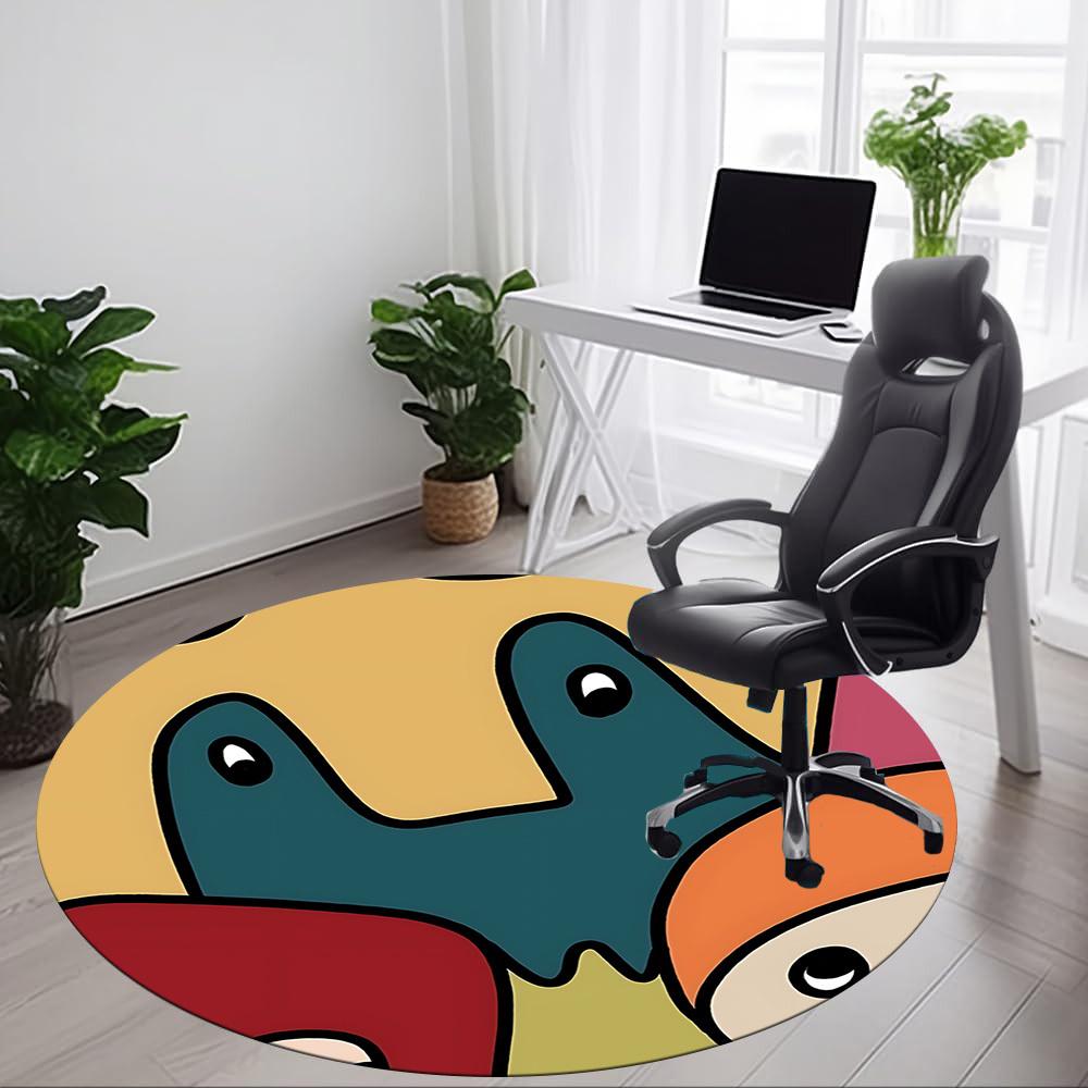 1pc Doodle Art Office Round Area Rug,  Mat Suitable For Office, Under Office Chairs Bedroom Living Room Home Decor, Room Deco