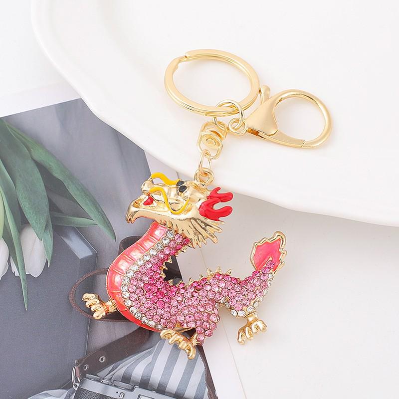 Colorful Rhinestone 3D Tiger Keychain and Metal Backpack Accessory