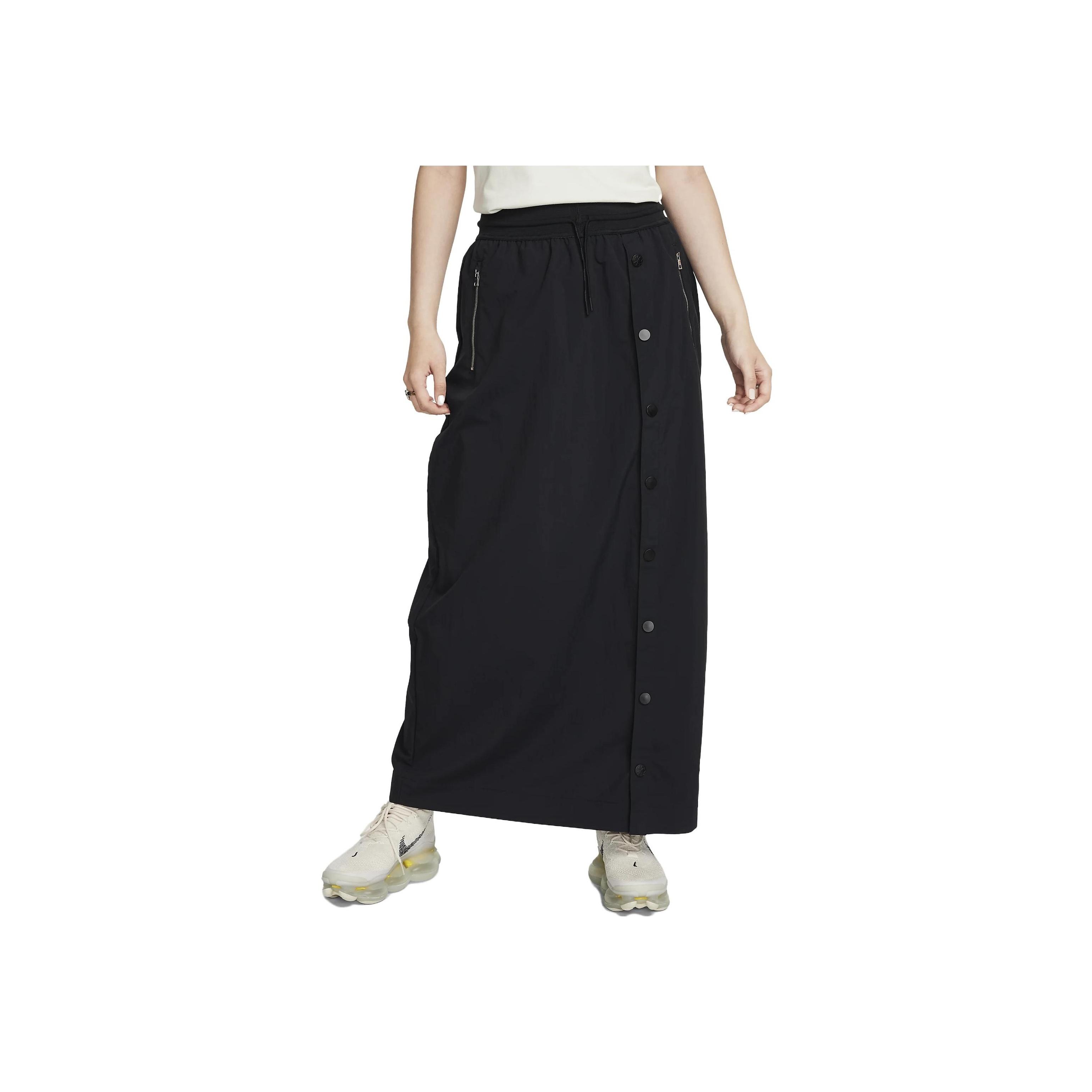 

Nike Loose Solid Color High Waist Maxi Skirt Women Bottoms Black FB8355-010