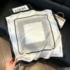 71Cm New Chinese Simulation Silk Square Scarf Soft and Skin-friendly Ink Flower Rhyme Printing Silk Scarf Neck Sunscreen Small Scarf