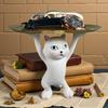 Мультяшный кот Лоток для хранения ключей Смола Стоящая фигурка кота Статуэтка с лотком Многоцелевой держатель для украшений и мелочей Органайзер Декорация