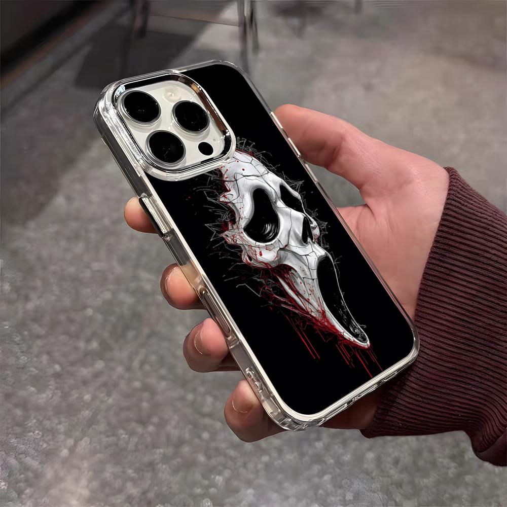 Ghost Face Scream Halloween Phone Case For IPhone 17 Air 16 E 15 14 13 12 11 Plus Pro Max Electroplated Transparent Soft Shell