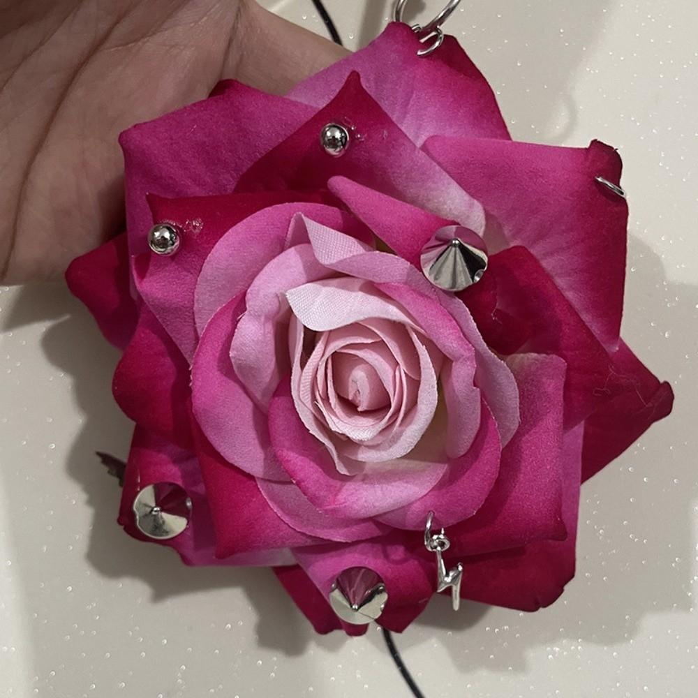 Exquisite Design Handmade Rose Keychain Rose Shape Imitation Flowers Pendant Keychain Decoration