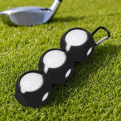 Silikonový držák na golfové míčky s karabinou, pojme 3 míčky, Kryt na přenos golfových míčků pro golfový bag, Ochranné pouzdro organizéru na golfové míčky, Golfové příslušenství