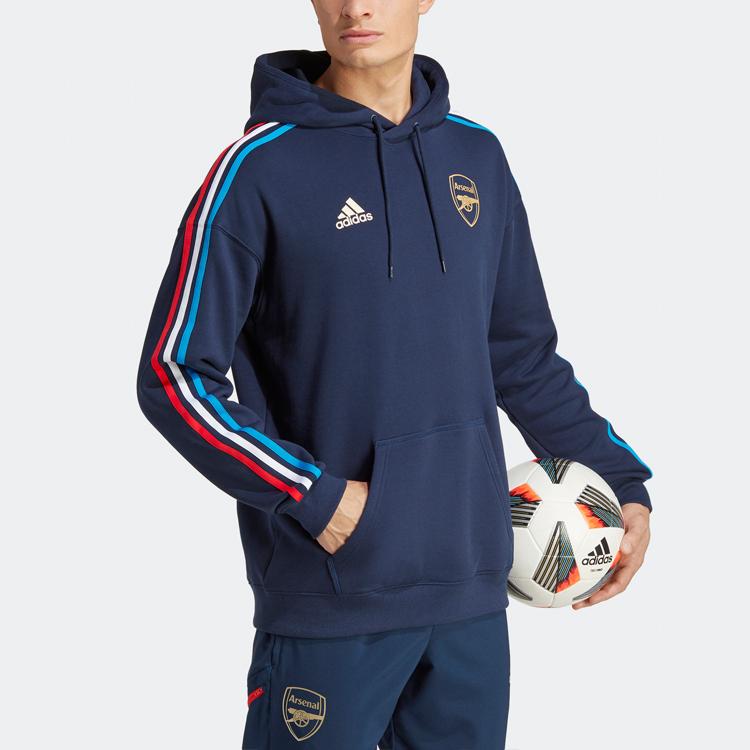 Adidas Arsenal France Capsule Collection Letter Print Three-Stripe Drawstring Hoodie Men Hoodie Collegiate-Navy-Blue HZ9990
