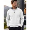 Men S Jacquard Stand Collar Pullover Sweatshirt With Zipper Pocket