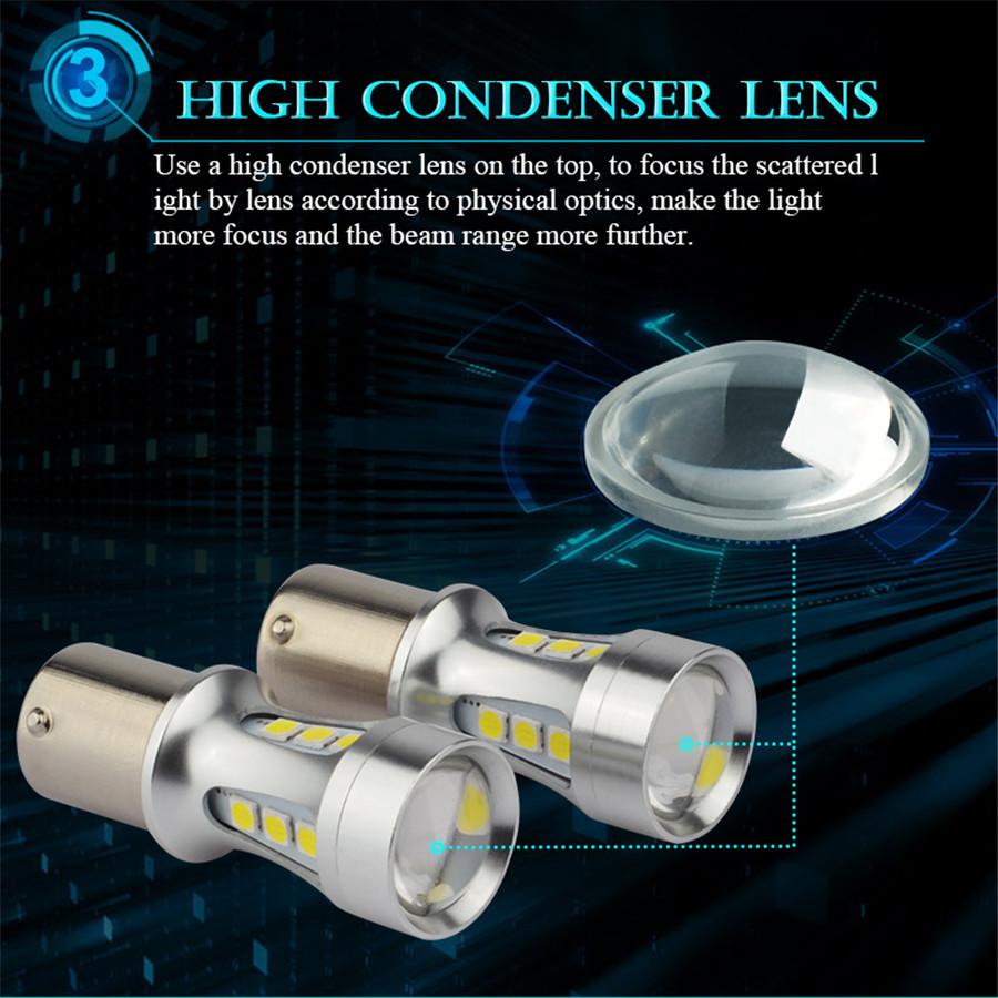 2X1156 Led Ba15S P21W S25 18Led 3030 Chips 6000K White Drl Car Brake Lights Back Light Bulb Light