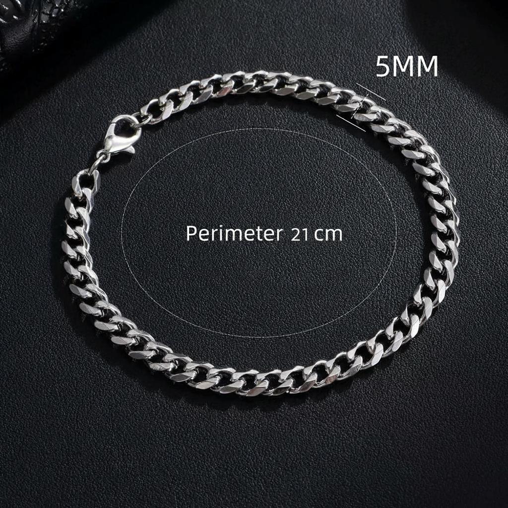 3/5/7/9MM Classic Stainless Steel Chain Bracelet For Men Women Punk Cuban Chain Wrap Bangle Waterproof Never Fade Jewelry