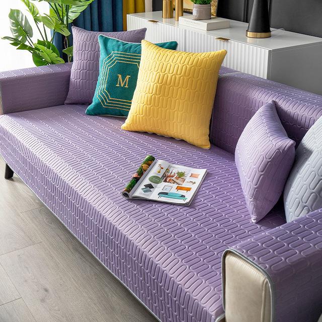 

Латексный чехол для дивана из ледяного шелка, летнее прохладное ощущение, сплошной цвет, нескользящая подушка для дивана, полотенце для гостиной, четыре сезона, универсальное 45x45 pillowcase1 фиолетовый