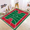 Basketball Court Pattern Carpet for Living Room and Bedroom Realistic Green and Red Sport Theme Floor Mat