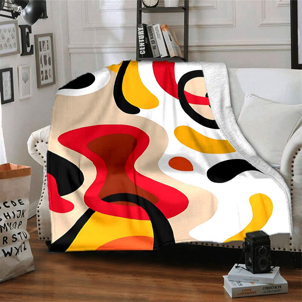 1pc Abstract Art Print Blanket Warm,Perfect for Camping And Travel, Making It a Great Gift for Any Season yy250904176