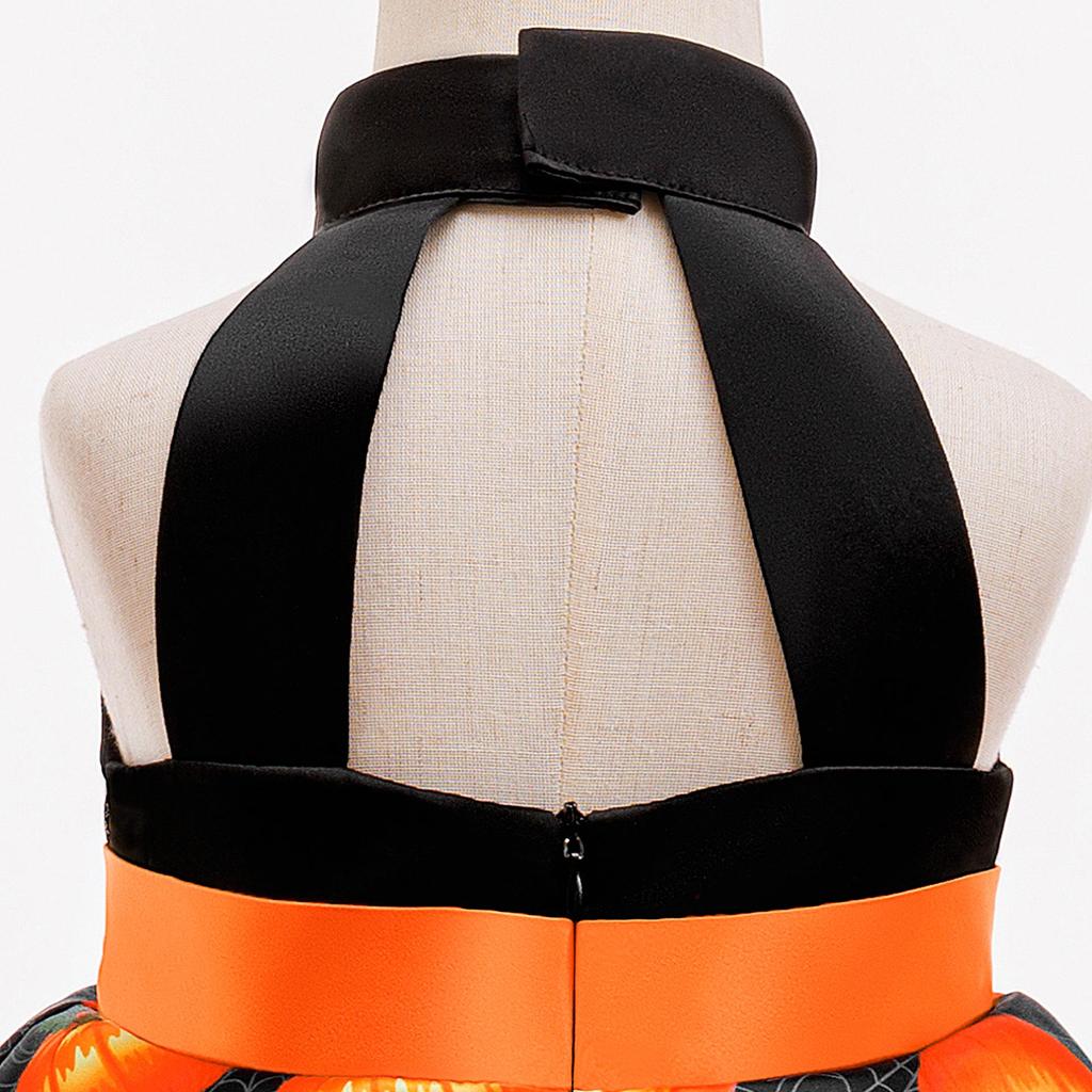 Halloween Kids' Formal Costume - Girls' Witch & Pumpkin Print Party Dress