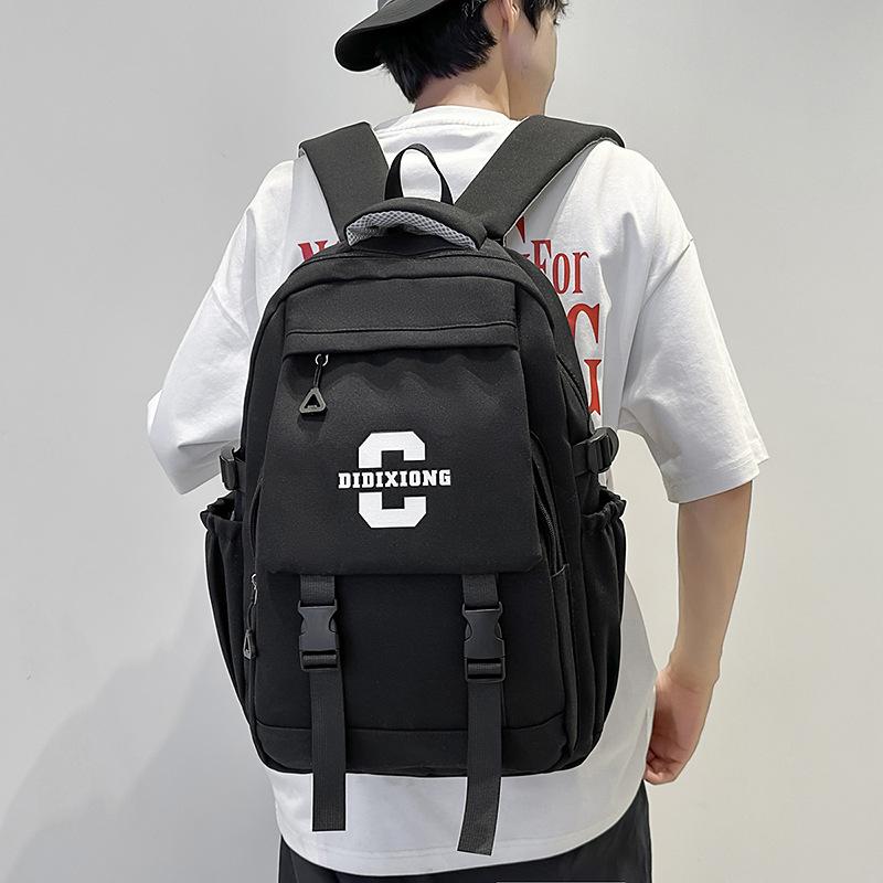 School bag male college student large capacity high school junior high school student backpack trendy flip tooling couple backpack