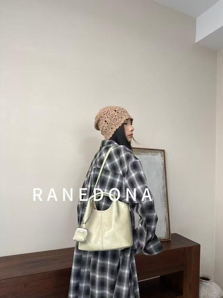 Women's Bag New Large Capacity Casual Handbag Retro Cowhide Pattern Shoulder Crossbody Bag Bucket Bag