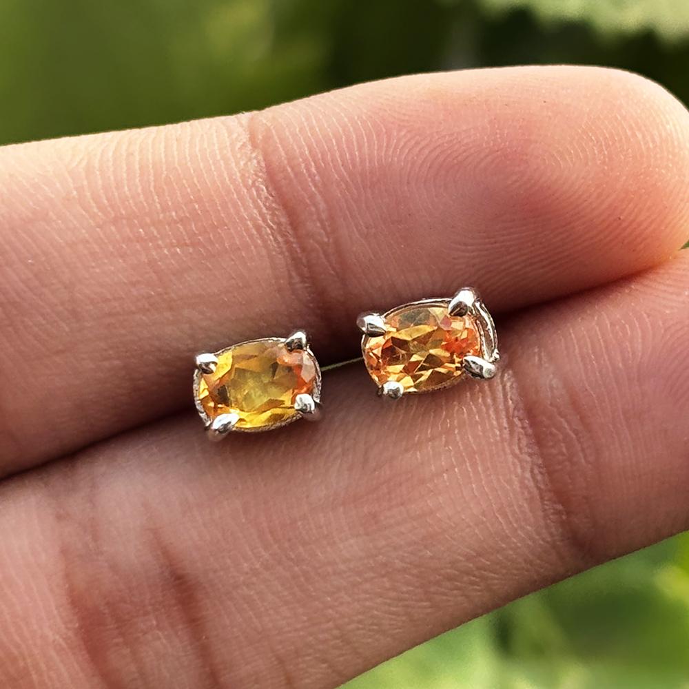 Stud Earring 925 Sterling Silver Yellow Sapphire 8.90 Ct Natural   GEMS
