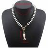 Colored Stone Small Fish Pendant Necklace Bohemian Fish-shaped Charms Jewelry Beads Necklace  Women