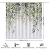 Charming White Flowers and Green Leaves Shower Curtain for Modern Bathroom Decor Waterproof Fabric with Hooks Enhances HomeStyle