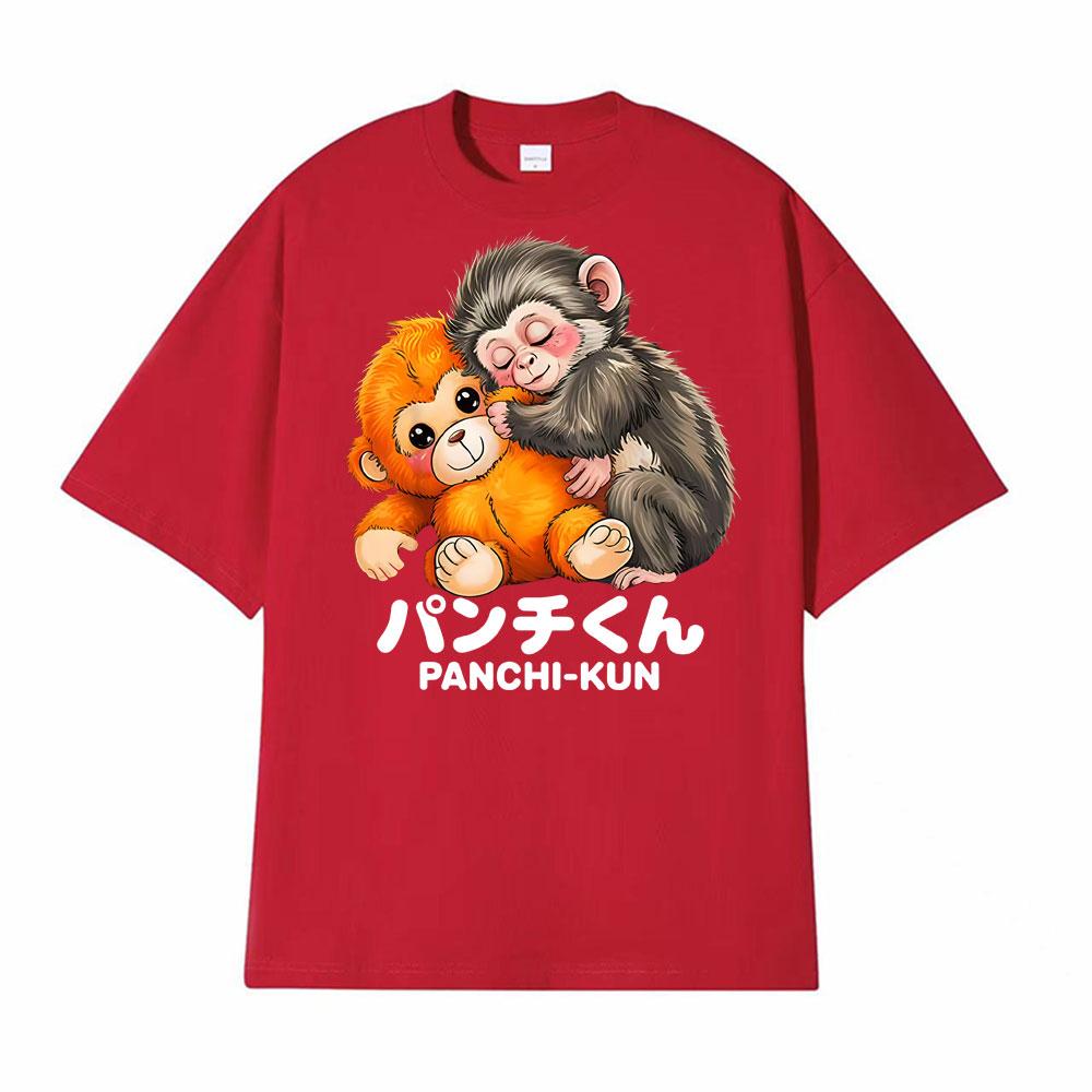 Panchi Kun Holding Plush Toy Baby Macaque Monkey Punch Tshirt Men Women High Quality Fashion T Shirts ONeck Oversized Tshirts S