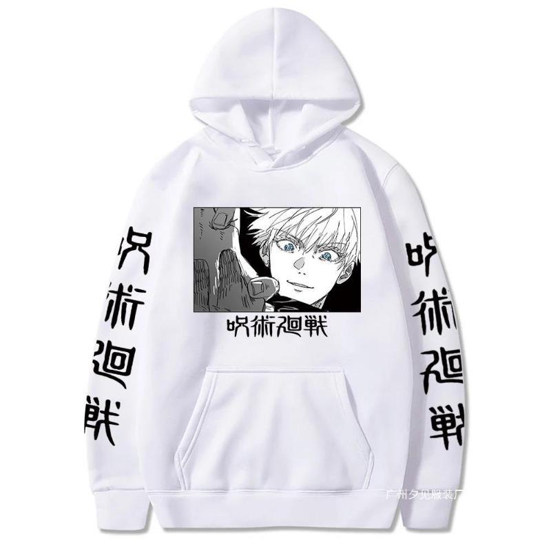 Japanese Anime Jujutsu Kaisen Gojo Satoru Printed Men Hood Men Hoodies Fashion Letter Printed Graphic Sweatshirts Loose Casual