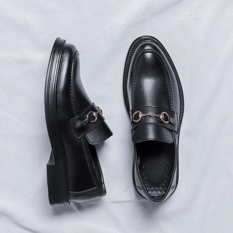 Frühlings- und Herbstlederschuhe Herren Retro Business Anzug Freizeit Glänzend Kleine Lederschuhe Faul Ein Pedal 85136-R