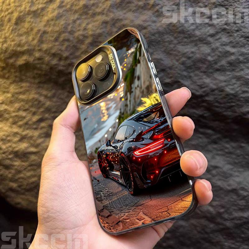 Fashion Dazzling Car Prnt Phone Case For iPhone 16 16E 15 14 13 12 11 Pro Max XR X XS 7 8 Plus IMD Material Back Cover