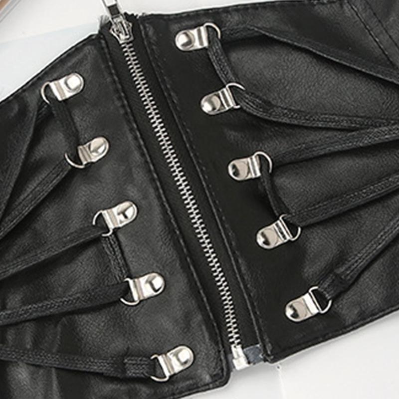 Gothic Solid Color Lift Up Female Waist Corset Wide Faux Leather Belt Women Fashion Slimming Waistband Elastic Corsets