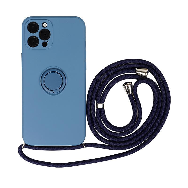 Liquid Frosted Magnetic Silicone Phone Case With Lanyard Crossbody Stand Protective Cover For Apple Iphone
