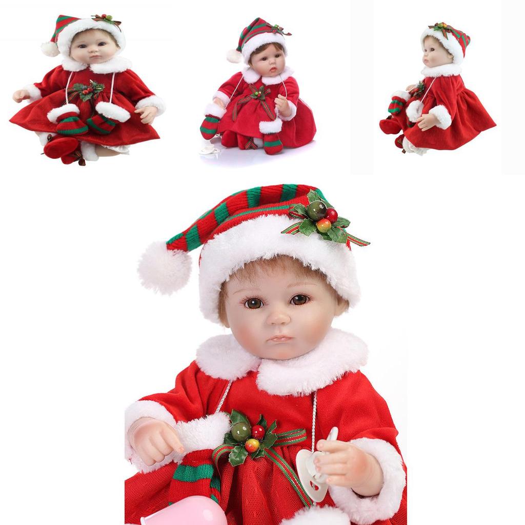 Charming Vinyl Silicone 16'' Lifelike Reborn Doll Baby With Festive Christmas Outfit