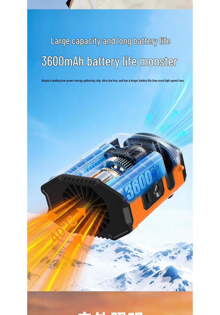 Portable High-Speed Waist-Hanging Fan with Digital Display for Outdoor and Camping