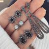 2 Style Vintage Stainless Natural Crystal Stud Earring Set Hypoallergenicearrings Jewelry Gifts