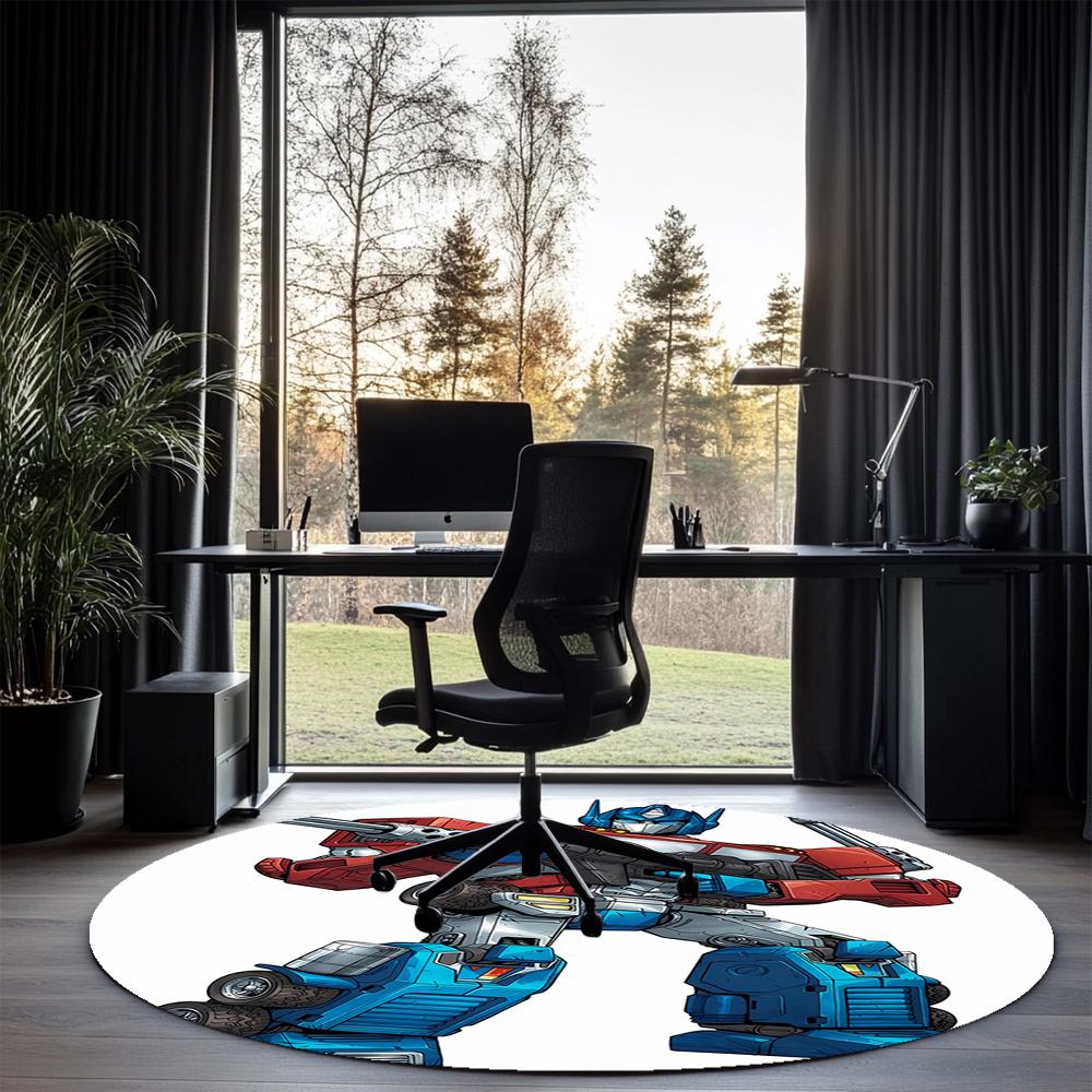 Optimus Prime Printed Round Rug Carpet Chair Rug Area Rug Entryway Doormats,for Office Chair Living Room Bedroom Kitchen Room.