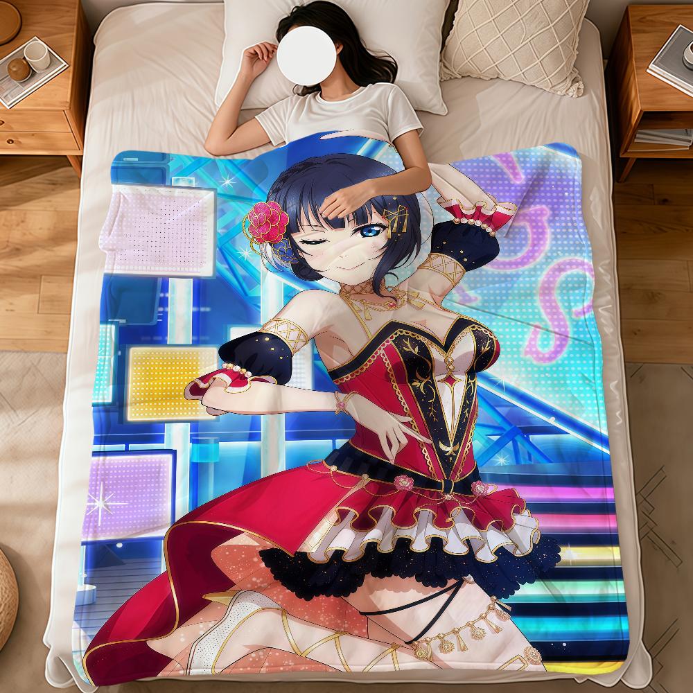 anime art cute girl a-asaka karin soft warm plush blanket for dormitory sofa living room pet hogar bedroom gift nap home Flannel