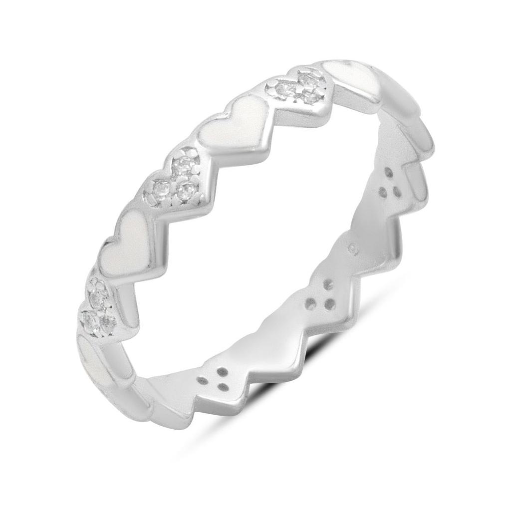 Серебряное кольцо с емаллю, фианитами, вес изделия 1,55 гр (60002263)
