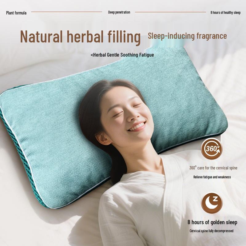 Herbal Neck Support Pillow - Washable, Multicolor, Traditional Chinese Medicine for Cervical Spine and Sleep Health