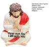 Resin Jesus Figurine Sitting Christ Statue Handmade Religious Desk Ornament for Home Office Car Dashboard Decor