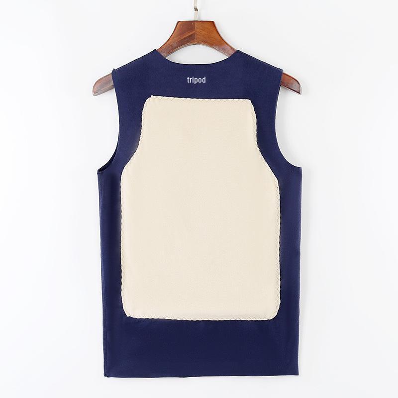 

Men s 2025 Fleece-lined Seamless Velvet Vest – Double-sided Patchwork, Sleeveless, Cold-proof Innerwear L [85-105 lbs] тёмно-синий