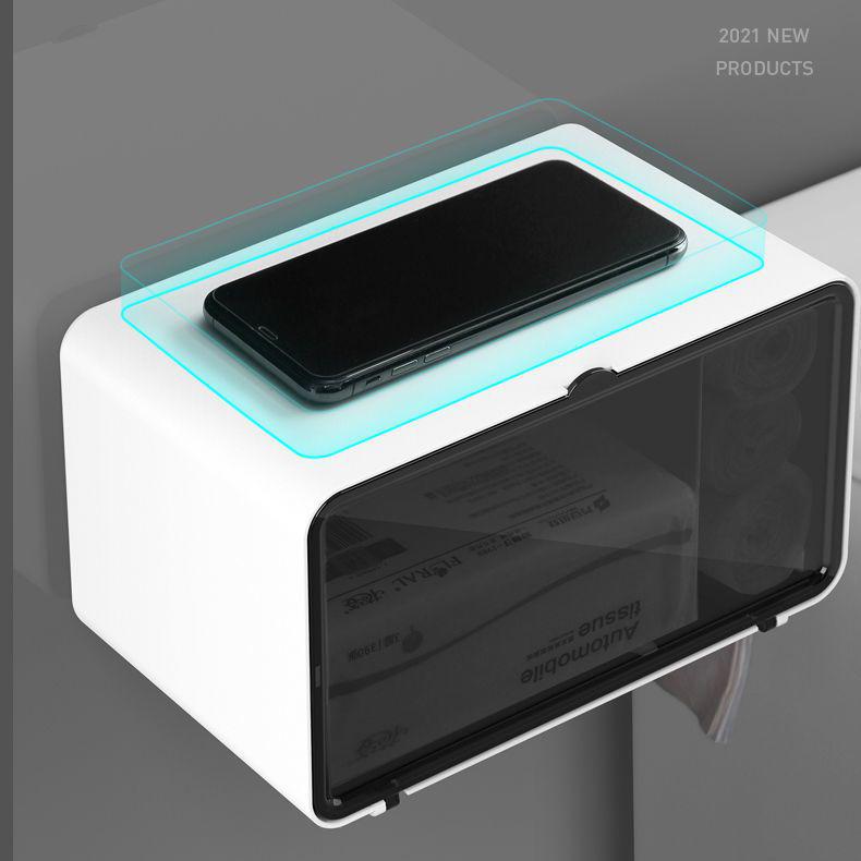 Punch-Free Wall-Mounted Bathroom Tissue Holder & Magnetic Storage Box