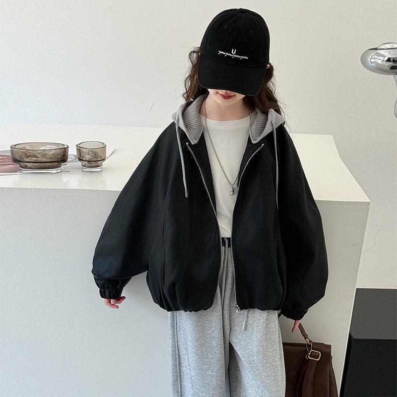 

Модная кожаная куртка с капюшоном для девочек 2025 года для весны и осени - Стильная детская верхняя одежда для всех возрастов 140 cm