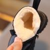 Boys Girls Winter Inside Padded Velvet Warm Boots British Style Non-Slip Snow Shoes Side Zipper Design Short Boots Leather Boots
