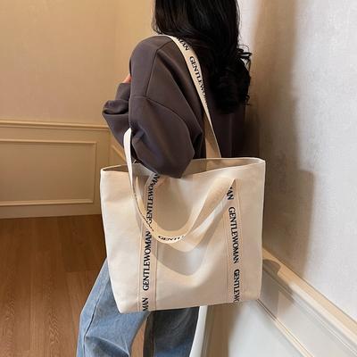 Canvas-Tasche Damen neue trendige lässige Mode Hand-Schultertasche große Kapazität Klasse Pendler Tragetasche